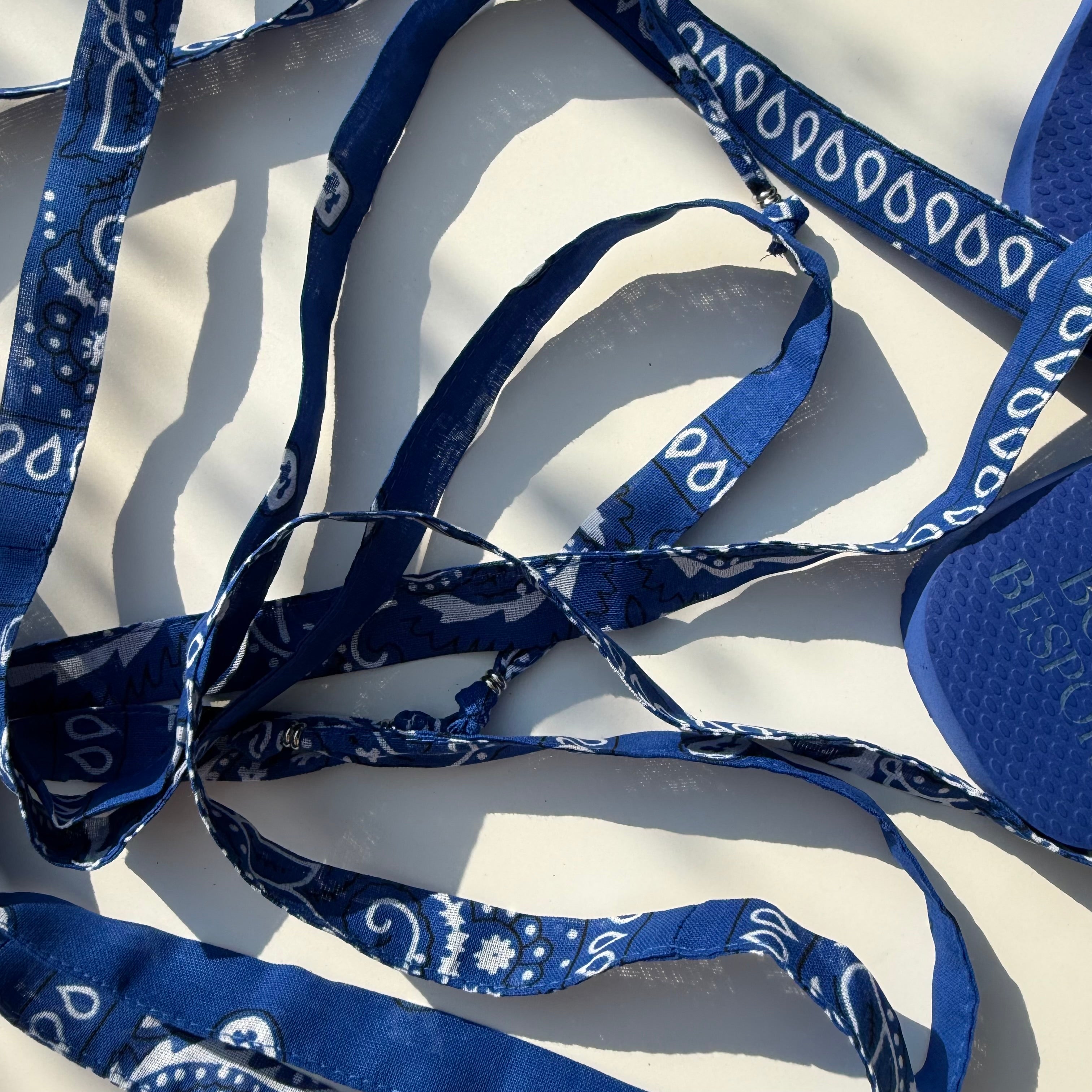 ‘PETROL STUD’ ELECTRIC BLUE BANDANA HAVAIANAS TOP FLIP FLOPS BY BOOM BESPOKE