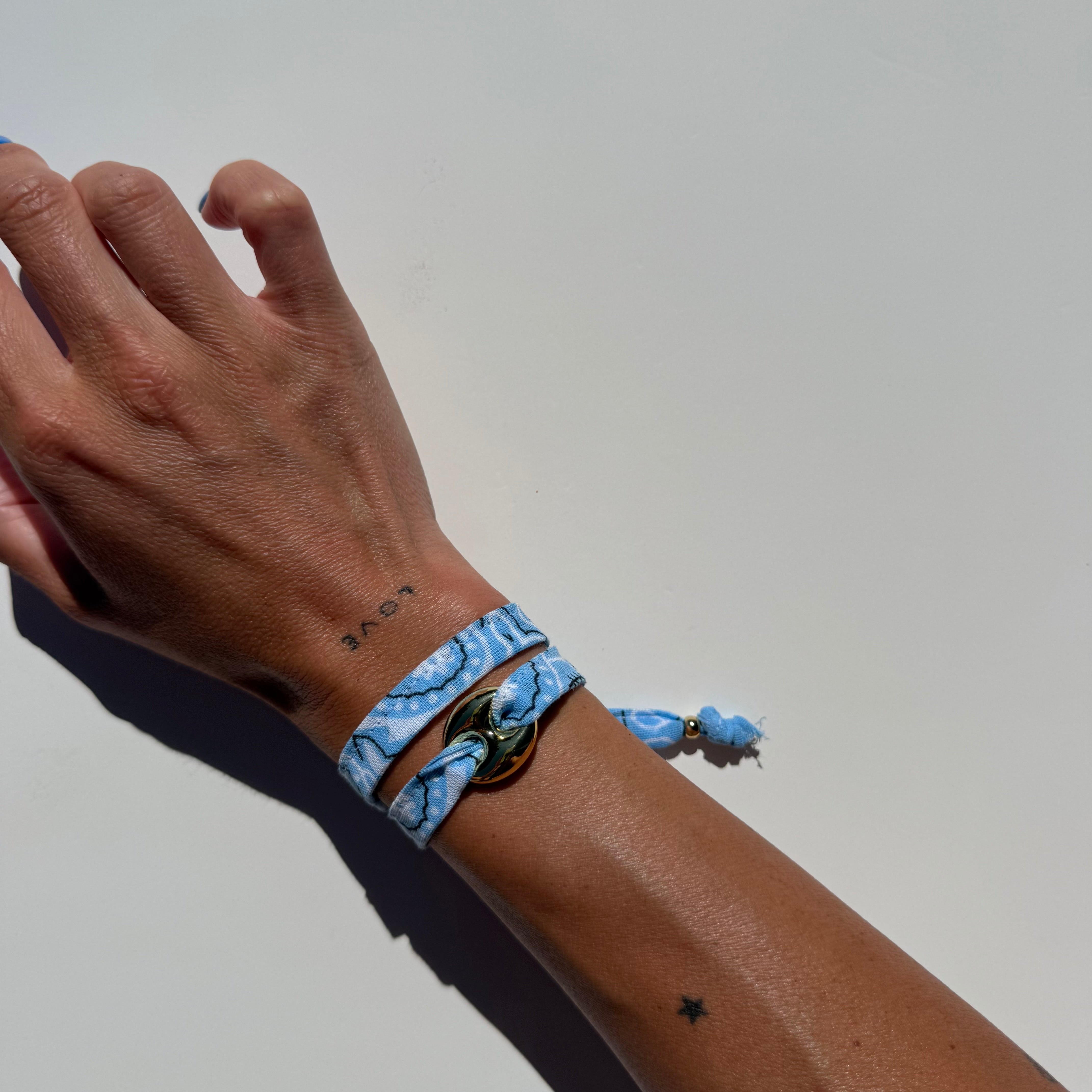 ‘ICE’ BLUE BANDANA WRAP BRACELET BY BOOM BESPOKE