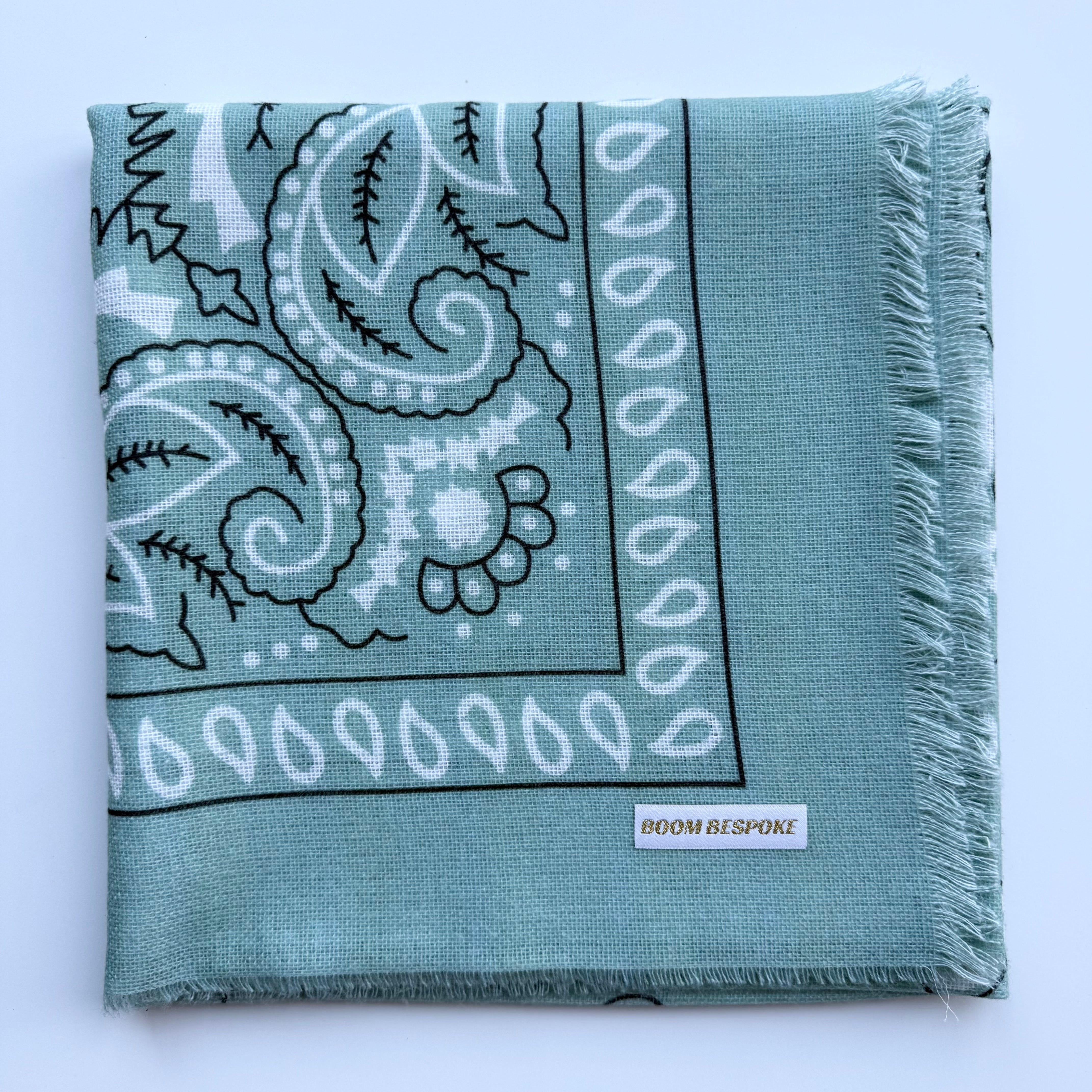 ‘SEA GLASS’ GREEN FINE KNIT BANDANA LARGE SCARF