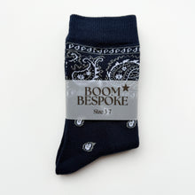 Load image into Gallery viewer, ‘MIDNIGHT’ NAVY BLUE BANDANA SOCKS
