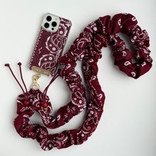 Load image into Gallery viewer, BURGUNDY BANDANA ADJUSTABLE CROSSBODY PHONE STRAP
