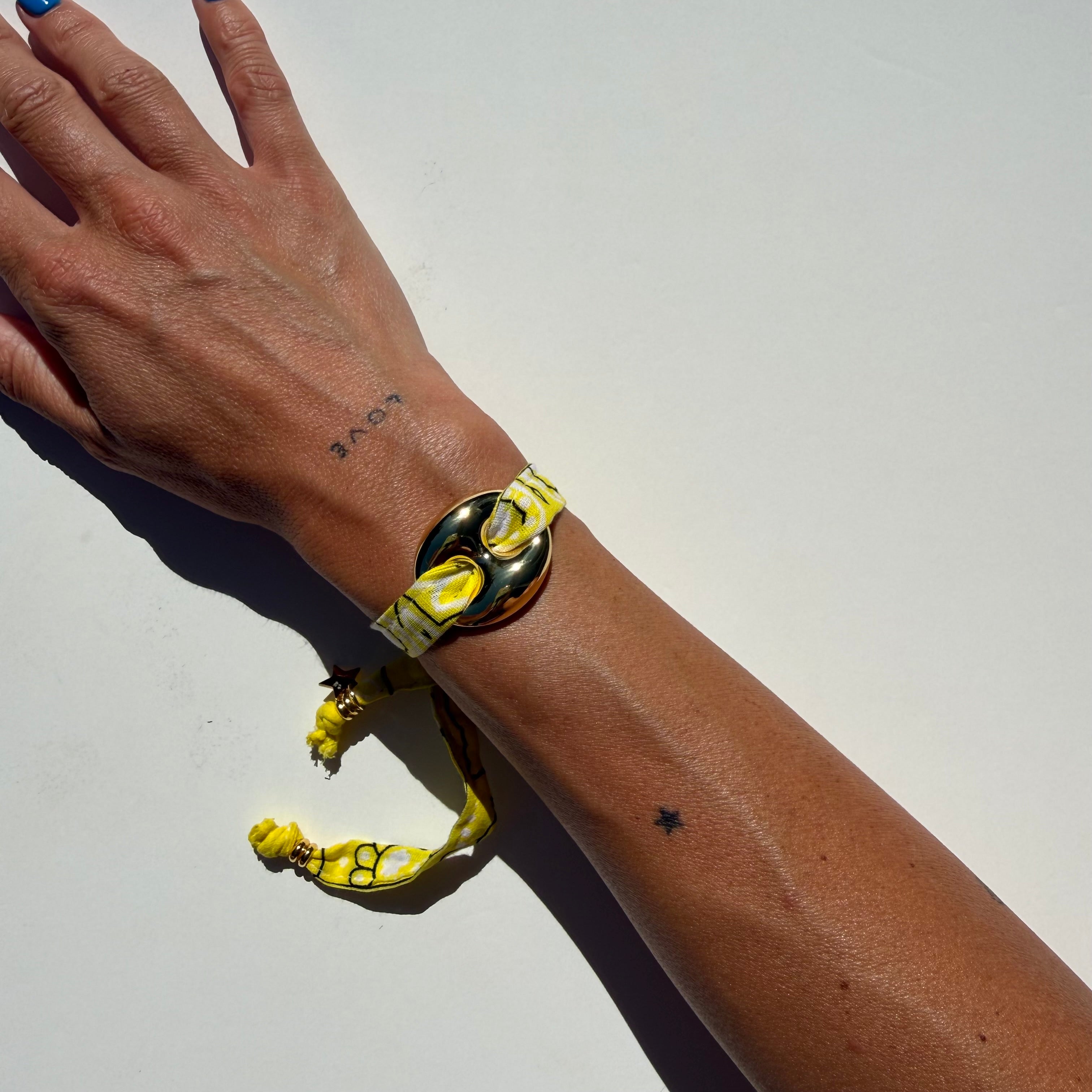 ‘LEMON’ YELLOW BANDANA WRAP BRACELET BY BOOM BESPOKE