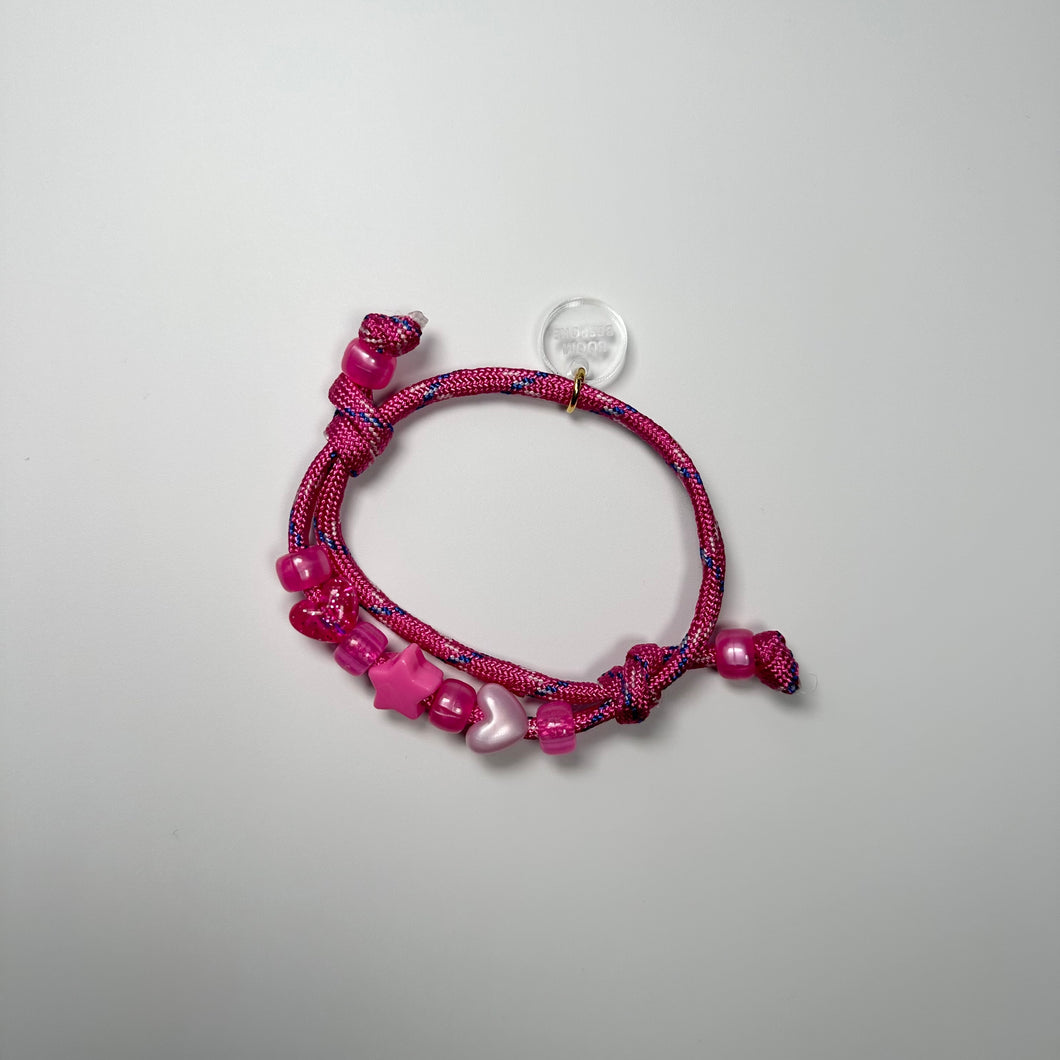 PINKS STARS & HEARTS BEADED ROPE BRACELET