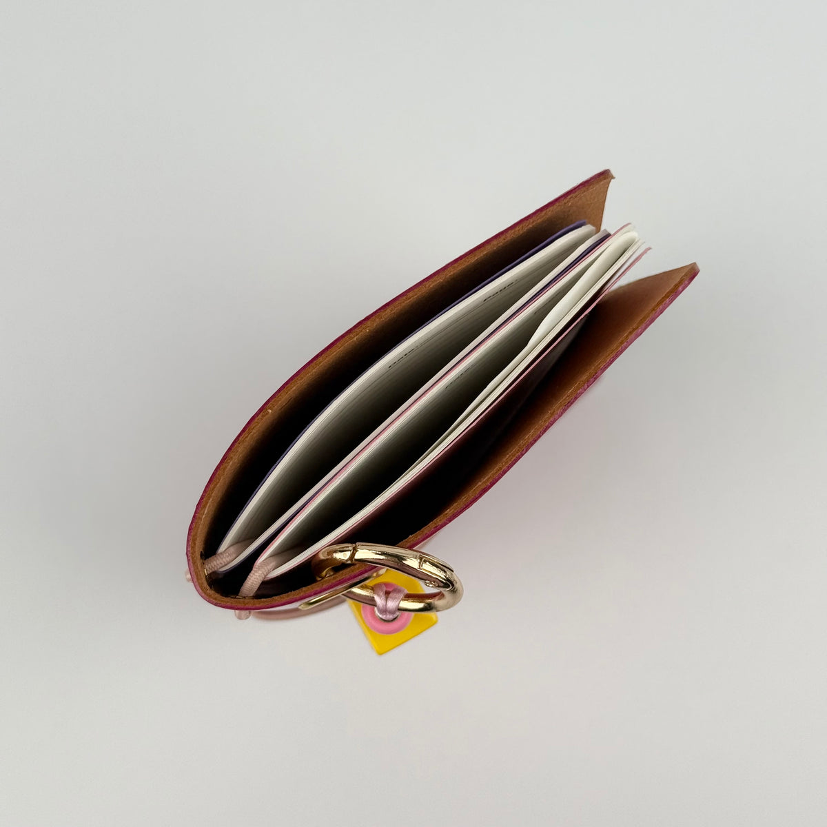 PINK LEATHER BOOM BINDER POCKET SIZE JOURNAL COVER