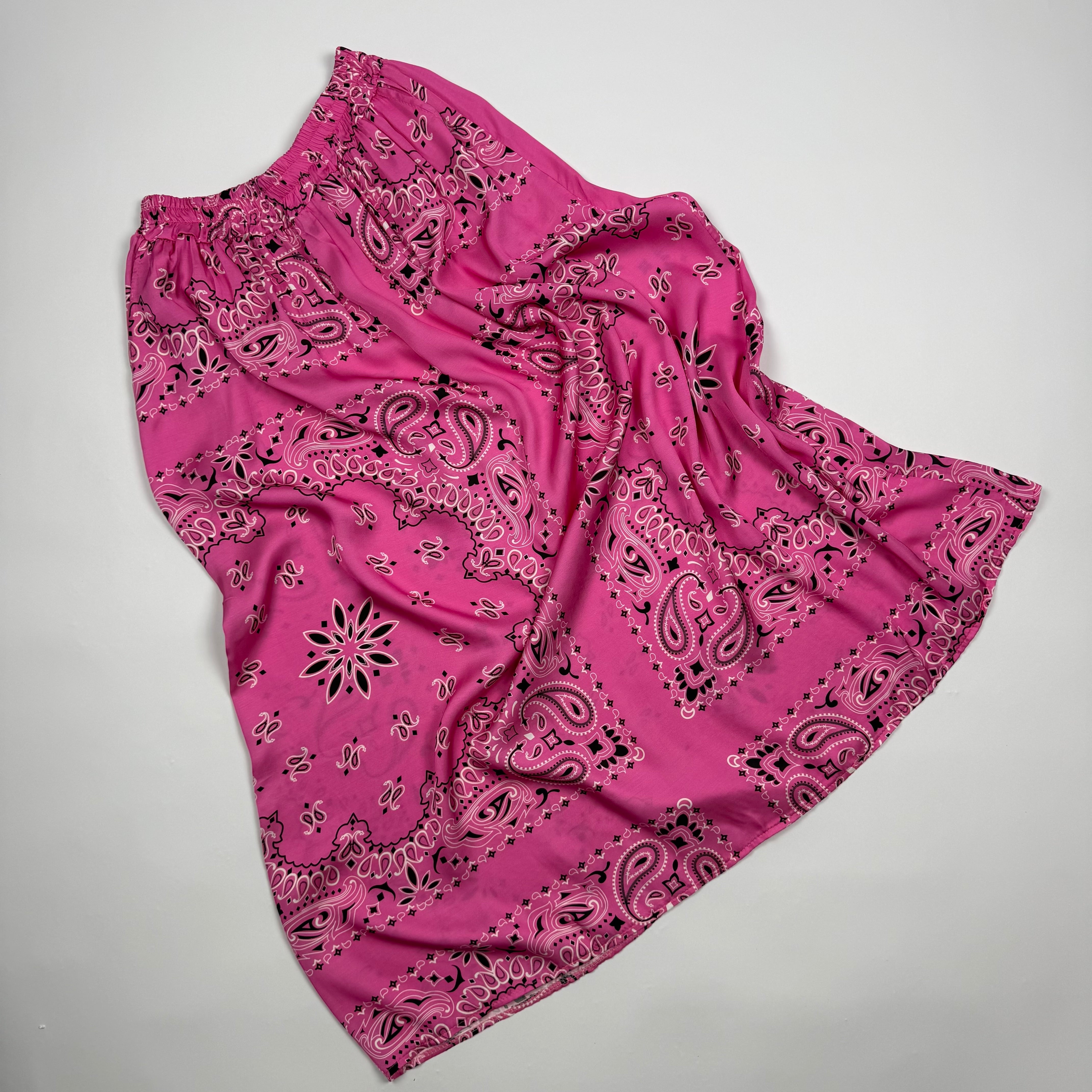 ‘FLAMINGO’ PINK BANDANA SILK SKIRT CO-ORD
