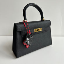 Load image into Gallery viewer, ‘THE BOOM BAG’ BLACK SAFFIANO VEGAN LEATHER DOUBLE STRAP BAG
