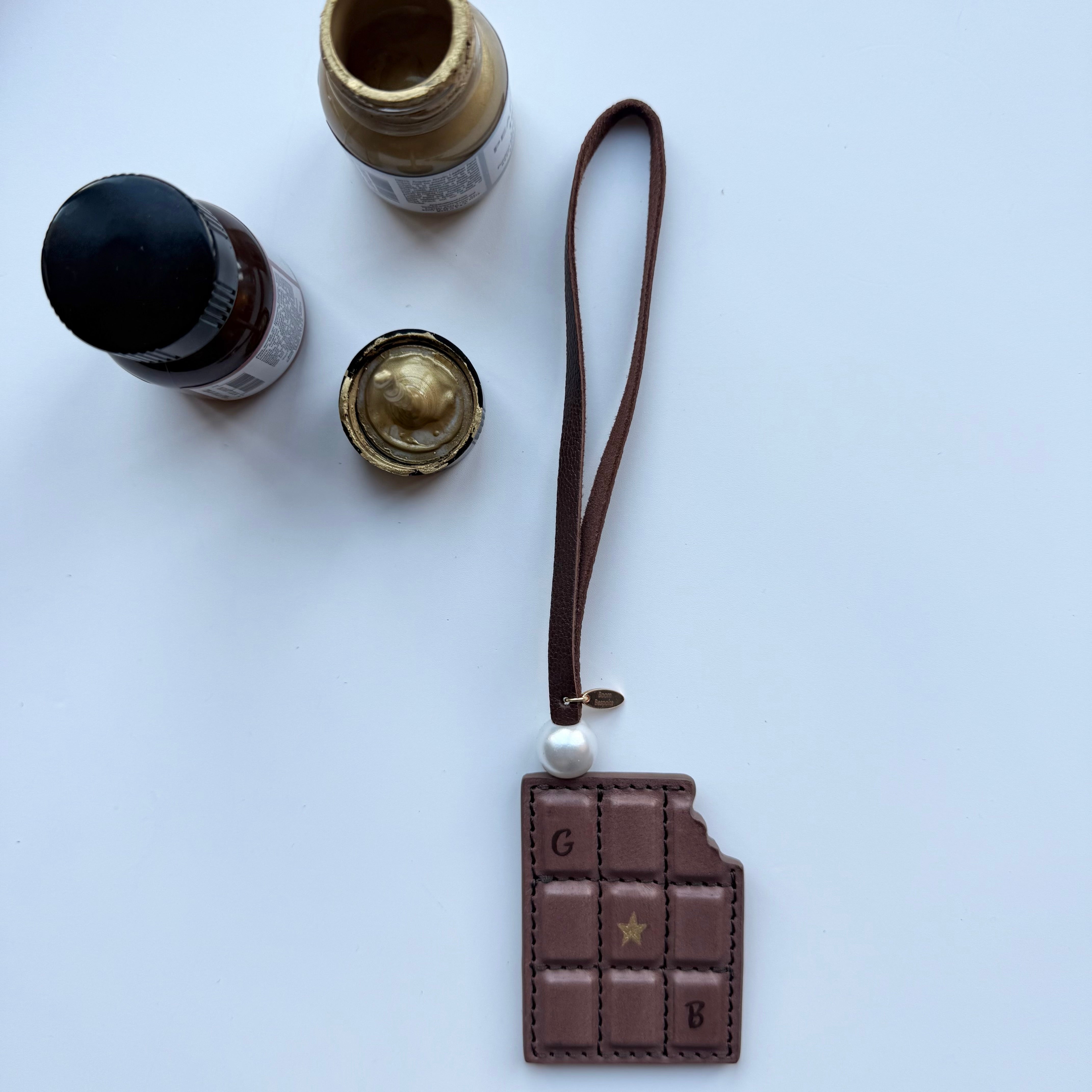 ‘BOOM BAR’ LEATHER CHOCOLATE BAR BAG CHARM BY BOOM BESPOKE