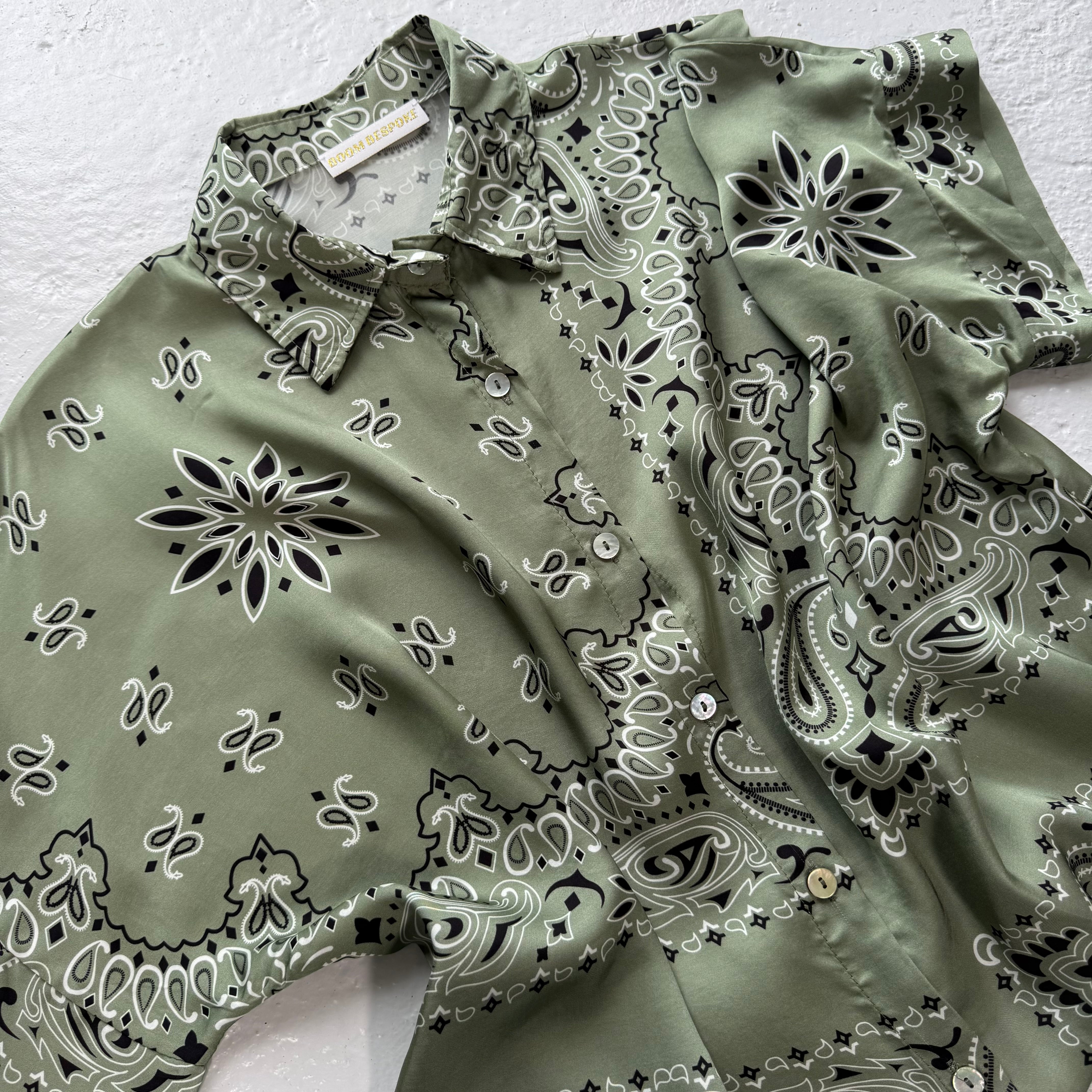 ‘CACTUS’ GREEN BANDANA SILK SHIRT CO-ORD