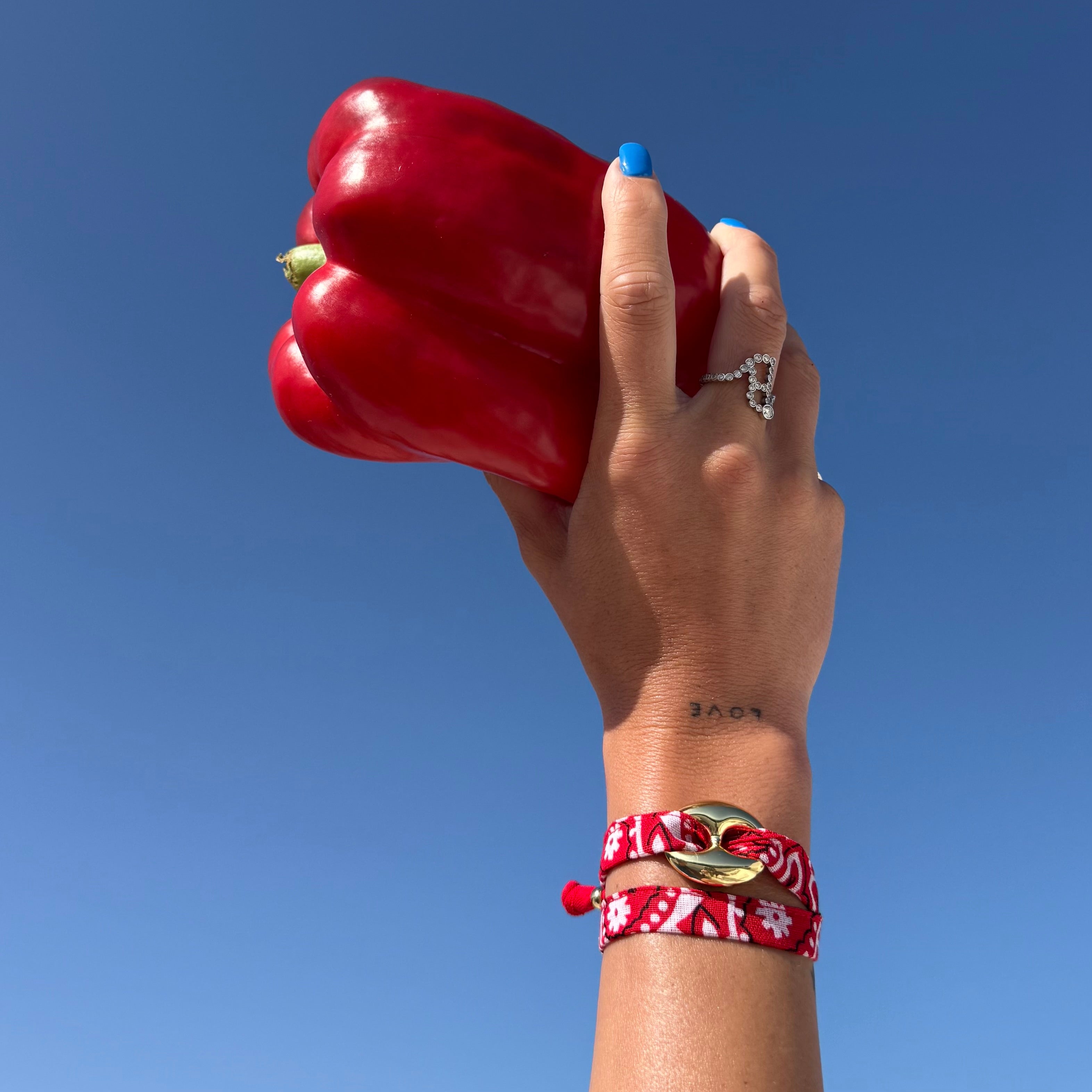 ‘CHERRY’ RED BANDANA WRAP BRACELET BY BOOM BESPOKE