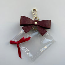 Load image into Gallery viewer, ‘MULLED WINE’ BURGUNDY BOOM BOW LEATHER KEYRING BAG CHARM
