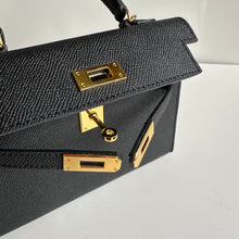Load image into Gallery viewer, ‘THE BOOM BAG’ BLACK SAFFIANO VEGAN LEATHER DOUBLE STRAP BAG
