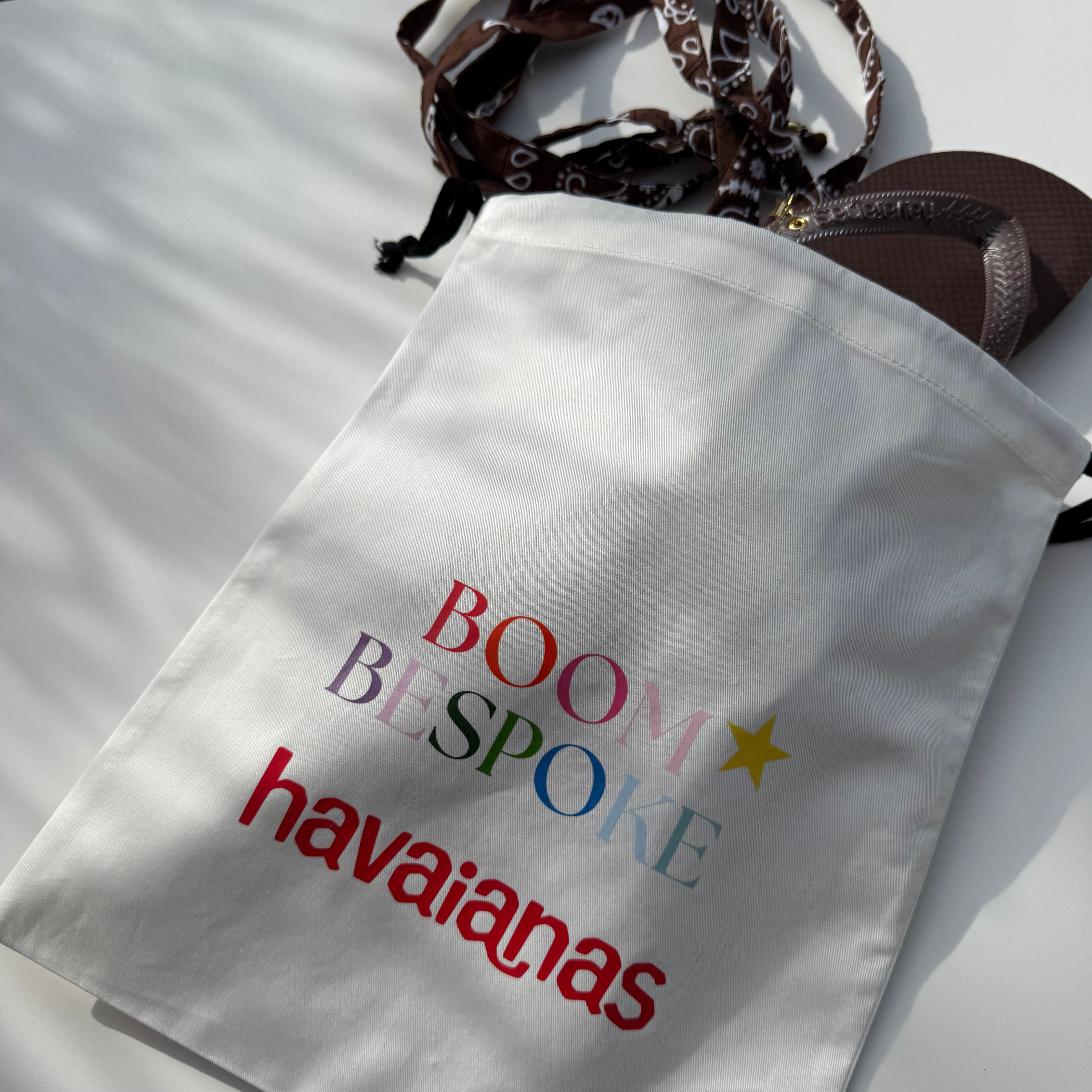 ‘ESPRESSO’ BROWN BANDANA HAVAIANAS TOP FLIP FLOPS BY BOOM BESPOKE