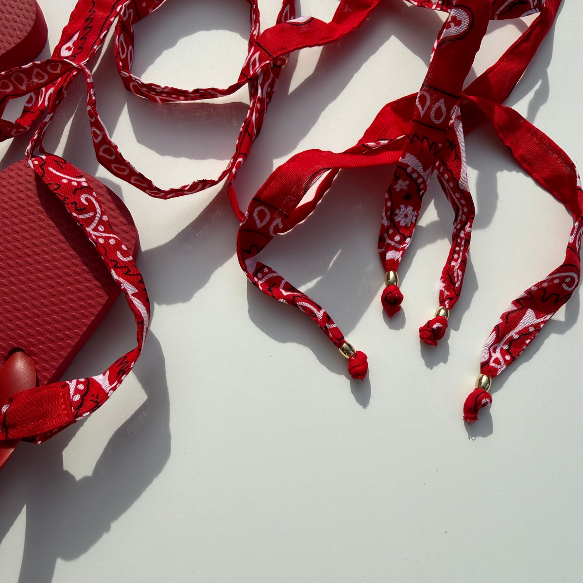‘CHERRY’ RED BANDANA HAVAIANAS TOP FLIP FLOPS BY BOOM BESPOKE
