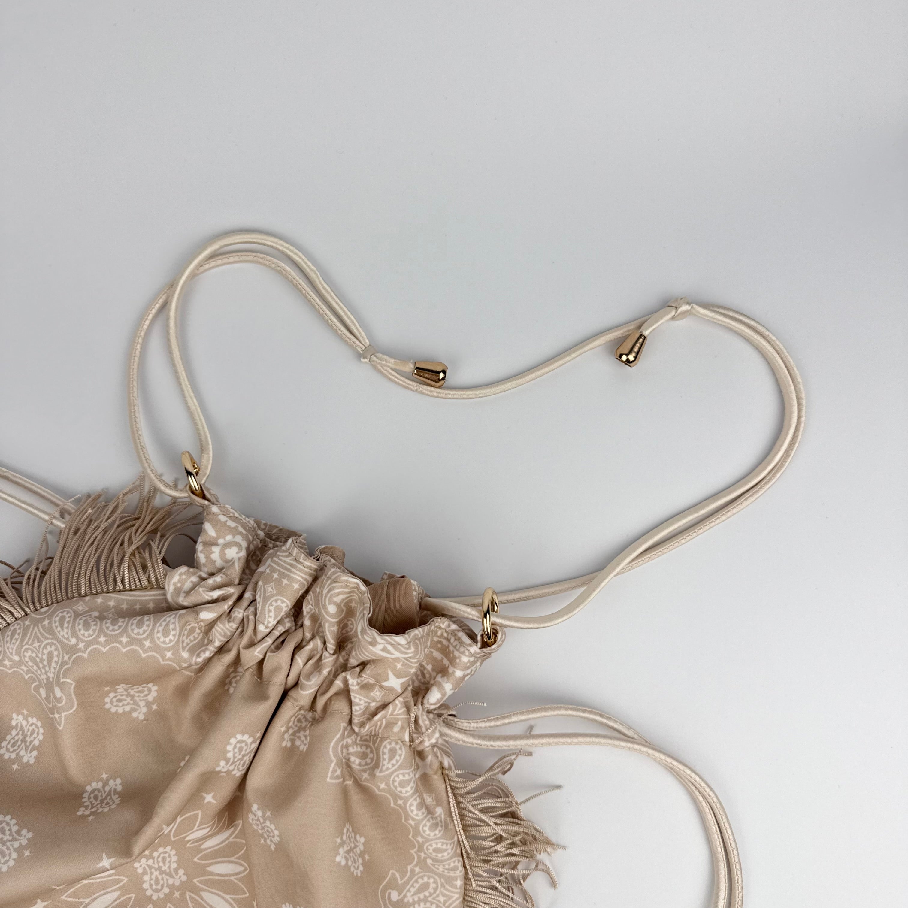 'CHAMPAGNE' LIGHT BEIGE BANDANA POUCH BAG