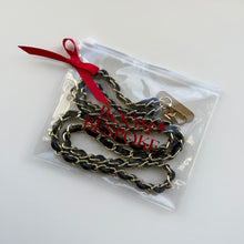 Load image into Gallery viewer, ‘MIDNIGHT’ NAVY BLUE LEATHER GOLD CHAIN CROSSBODY PHONE STRAP
