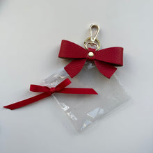 Load image into Gallery viewer, ‘SANTA’ RED BOOM BOW LEATHER KEYRING BAG CHARM
