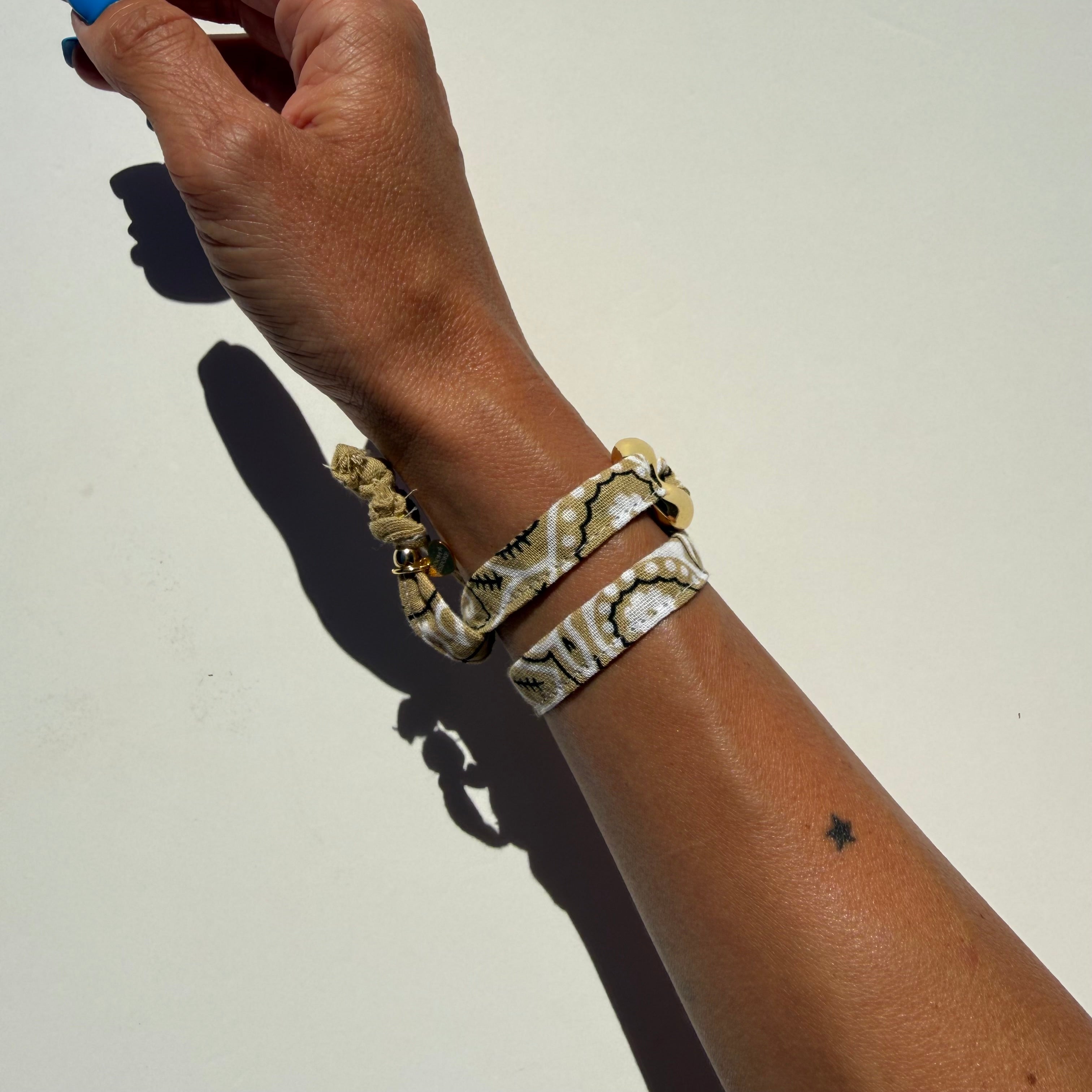 ‘CASHEW’ BEIGE BANDANA WRAP BRACELET BY BOOM BESPOKE