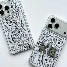 Load image into Gallery viewer, WHITE EMBROIDERED BANDANA PHONE INSERT WITH CASE
