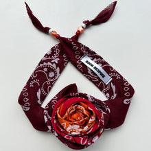 Load image into Gallery viewer, RED OMBRÉ BANDANA ROSE CHOKER BY BOOM BESPOKE
