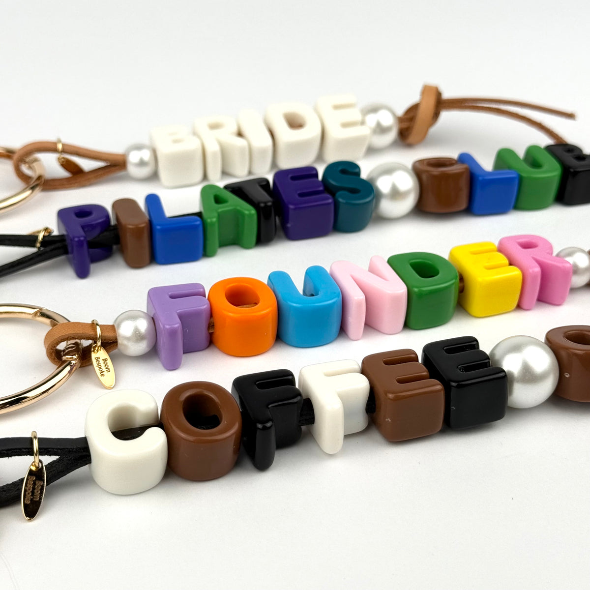 CHUNKY LEATHER BEADED BAG CHARM BY BOOM BESPOKE