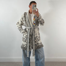 Load image into Gallery viewer, ‘OAT’ BANDANA KNIT BELTED LONGLINE CARDIGAN
