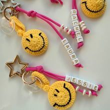 Load image into Gallery viewer, ‘SMILE’ CROCHET SMILEY BOOM BESPOKE BAG CHARM
