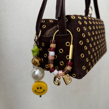 Load image into Gallery viewer, ´AUTUMNAL’ BALLOON INITIAL BEADED BOOM BESPOKE BRASS BAG CHARM/KEYRING
