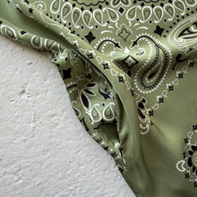 Load image into Gallery viewer, ‘ALOE’ GREEN BANDANA SILK MAXI SHIRT DRESS
