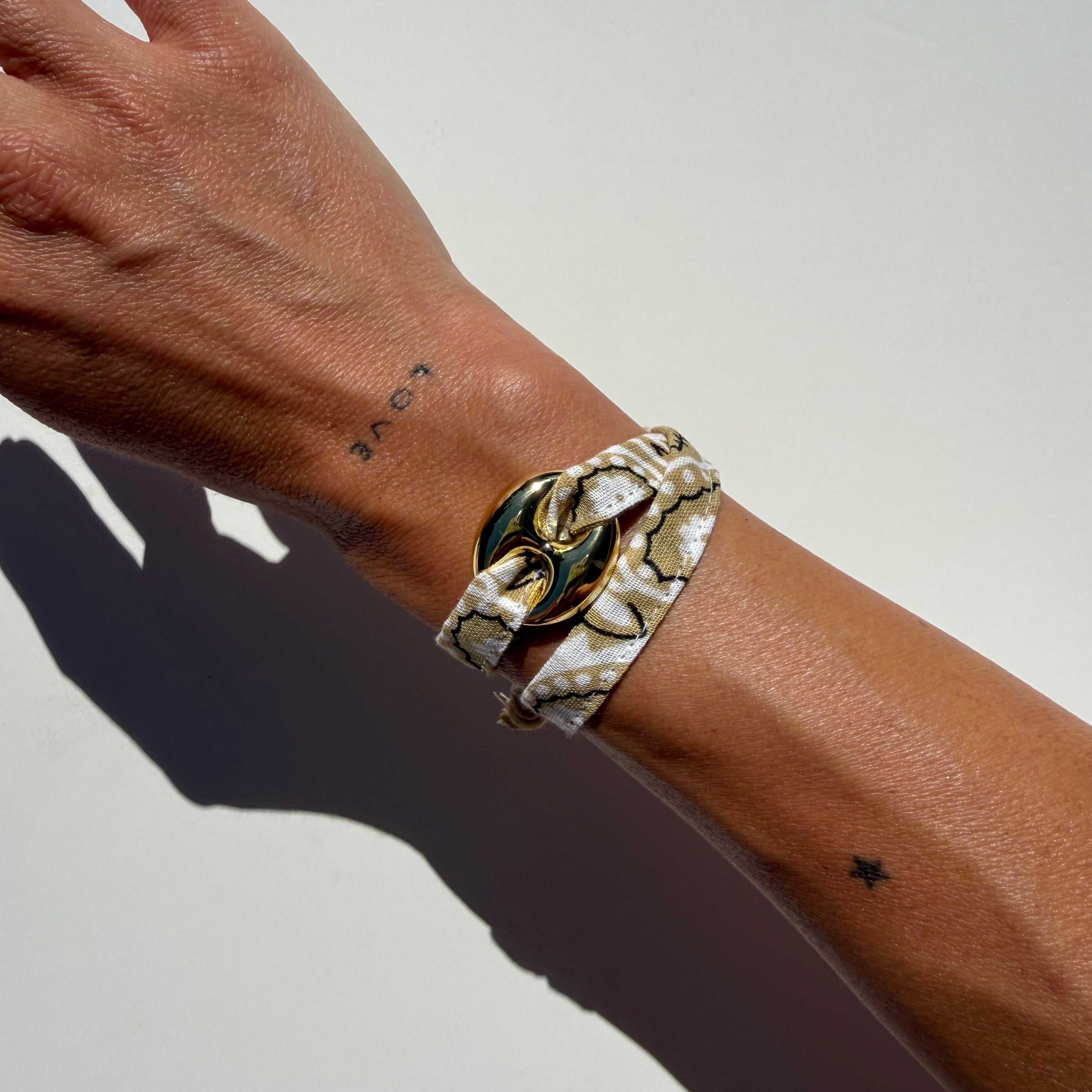 ‘CASHEW’ BEIGE BANDANA WRAP BRACELET BY BOOM BESPOKE