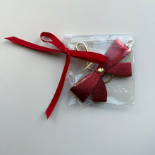 Load image into Gallery viewer, ‘RUDOLPH’ METALLIC RED BOOM BOW LEATHER KEYRING BAG CHARM
