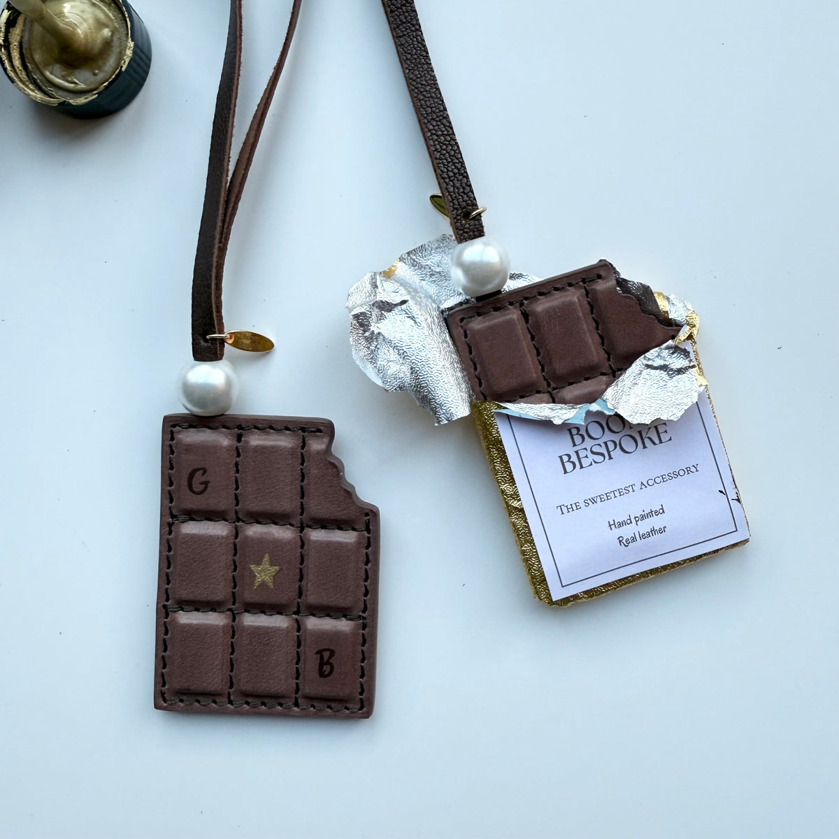 ‘BOOM BAR’ LEATHER CHOCOLATE BAR BAG CHARM BY BOOM BESPOKE