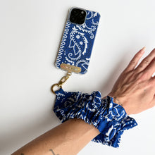Load image into Gallery viewer, ELECTRIC BLUE RUFFLE BANDANA WRISTLET  PHONE STRAP
