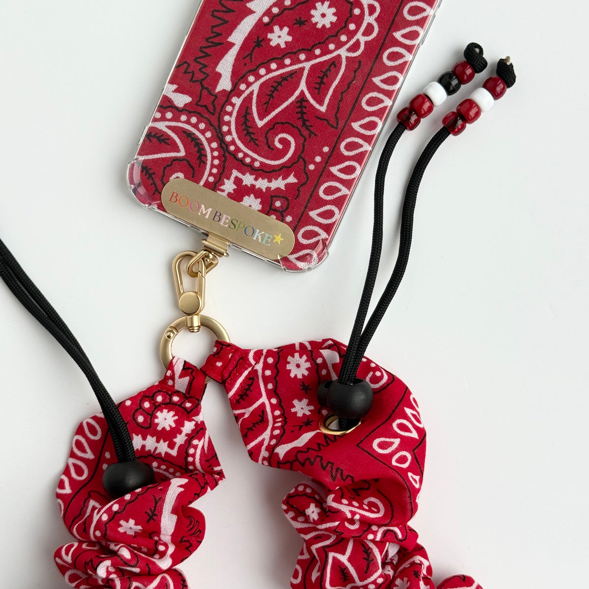 RED BANDANA ADJUSTABLE CROSSBODY PHONE STRAP
