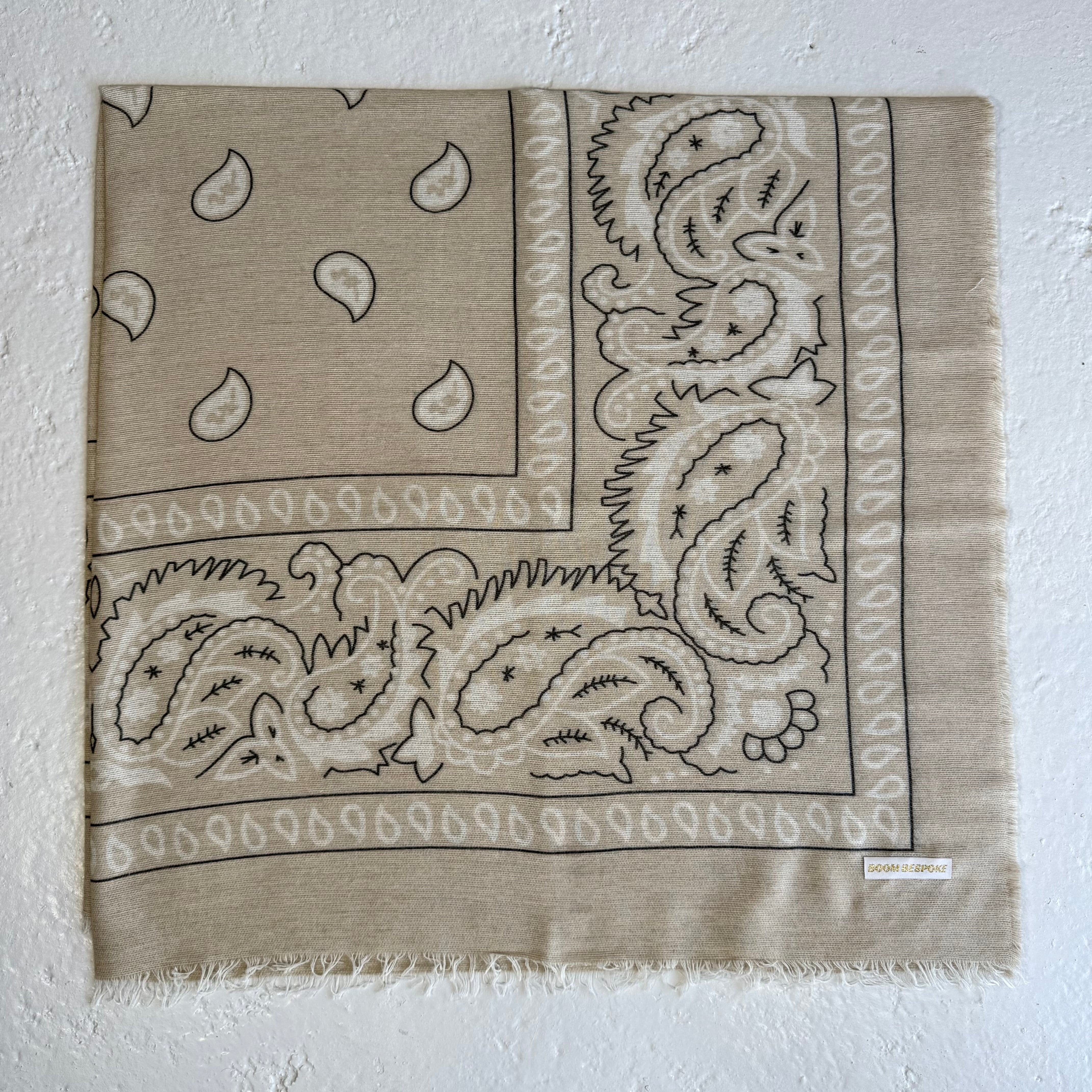 ‘OAT’ CREAM FINE KNIT BANDANA LARGE SCARF