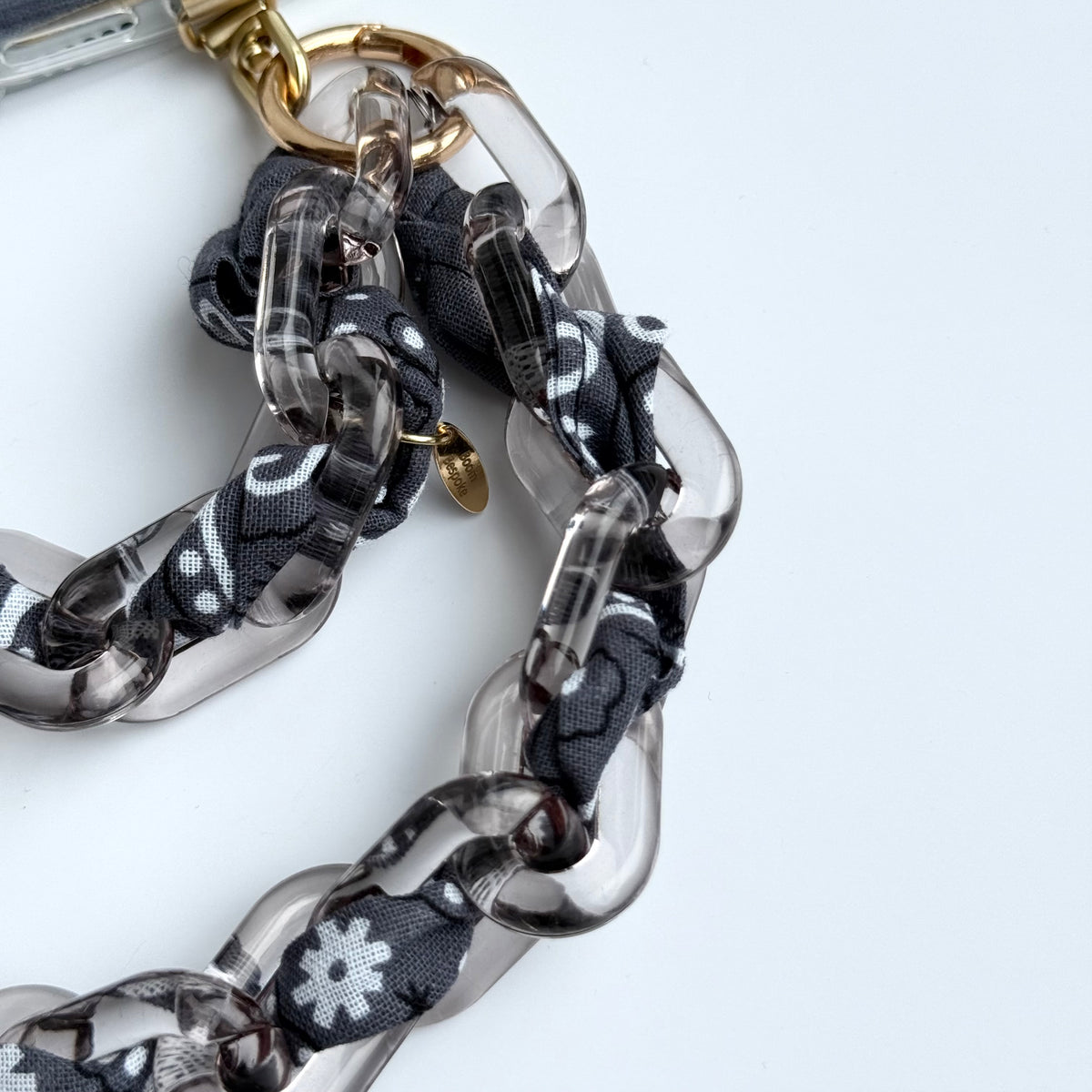 CHARCOAL GREY BANDANA JELLY PHONE CHAIN