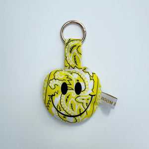 YELLOW PUFFY SMILEY FACE BOOM BANDANA KEYRING/BAG CHARM
