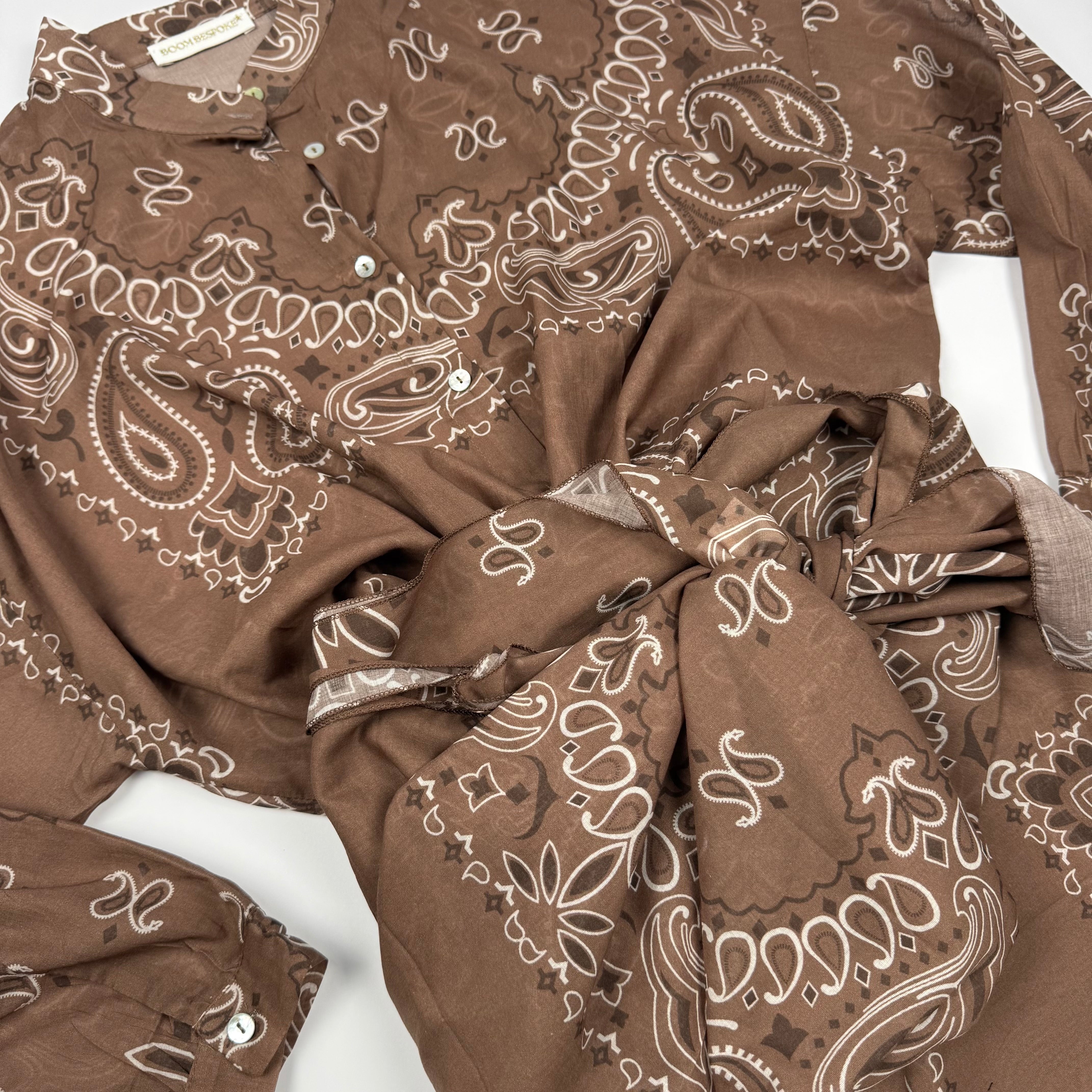 'CAPPUCCINO' DEEP TAUPE BANDANA MULTIWAY COTTON SET