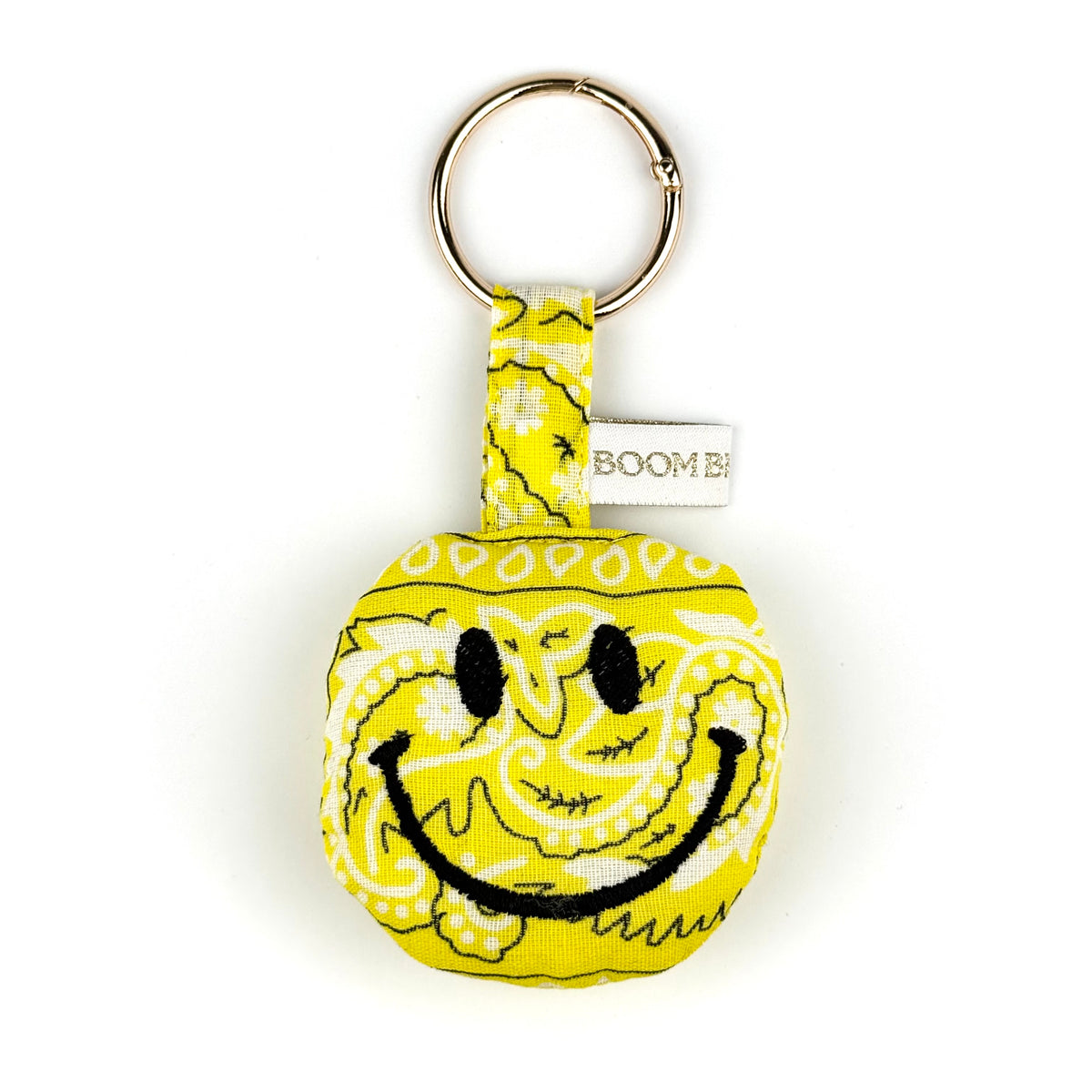 ´MADE YOU SMILE’ YELLOW BOOM PUFFY BANDANA SMILEY FACE BAG CHARM