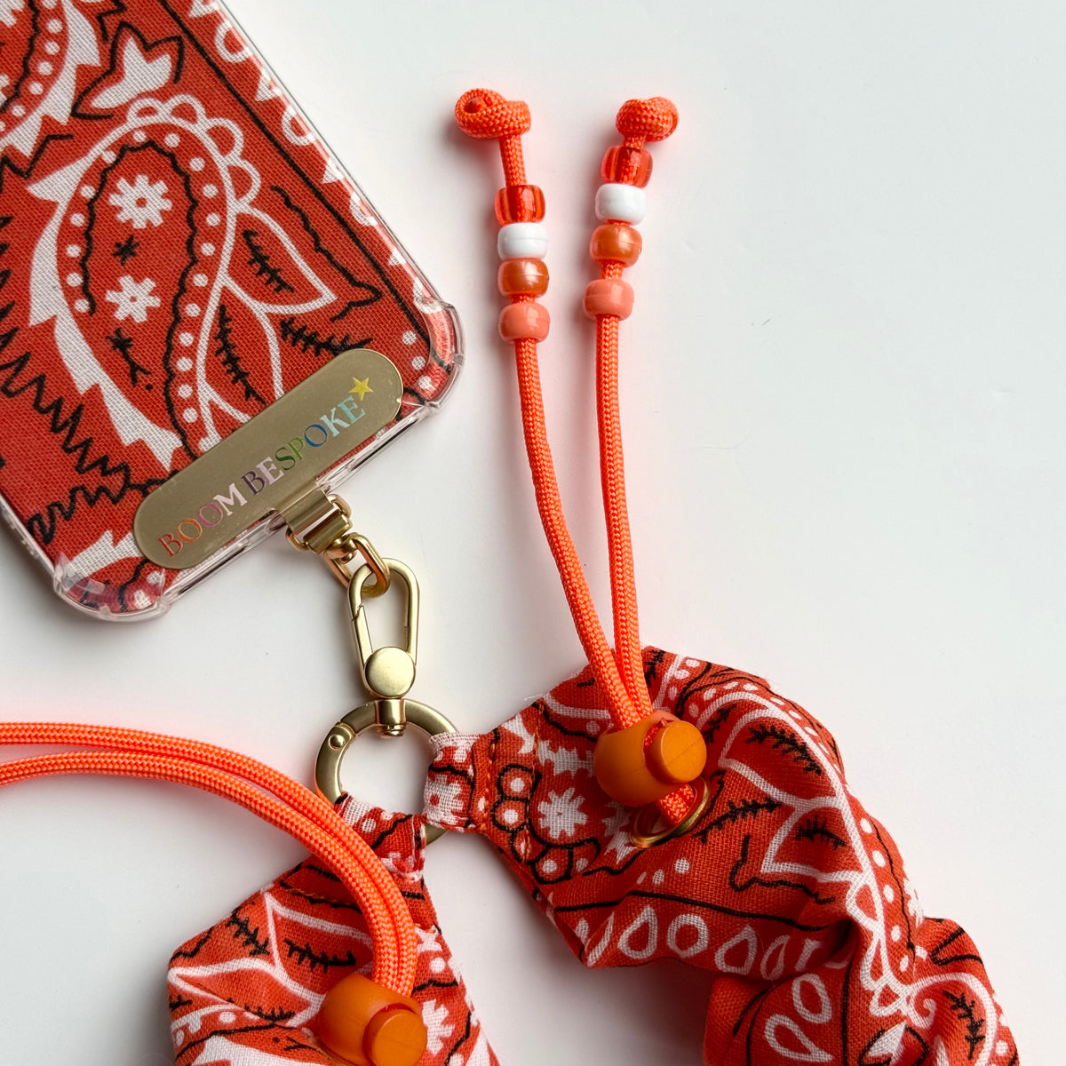 ORANGE BANDANA ADJUSTABLE CROSSBODY PHONE STRAP