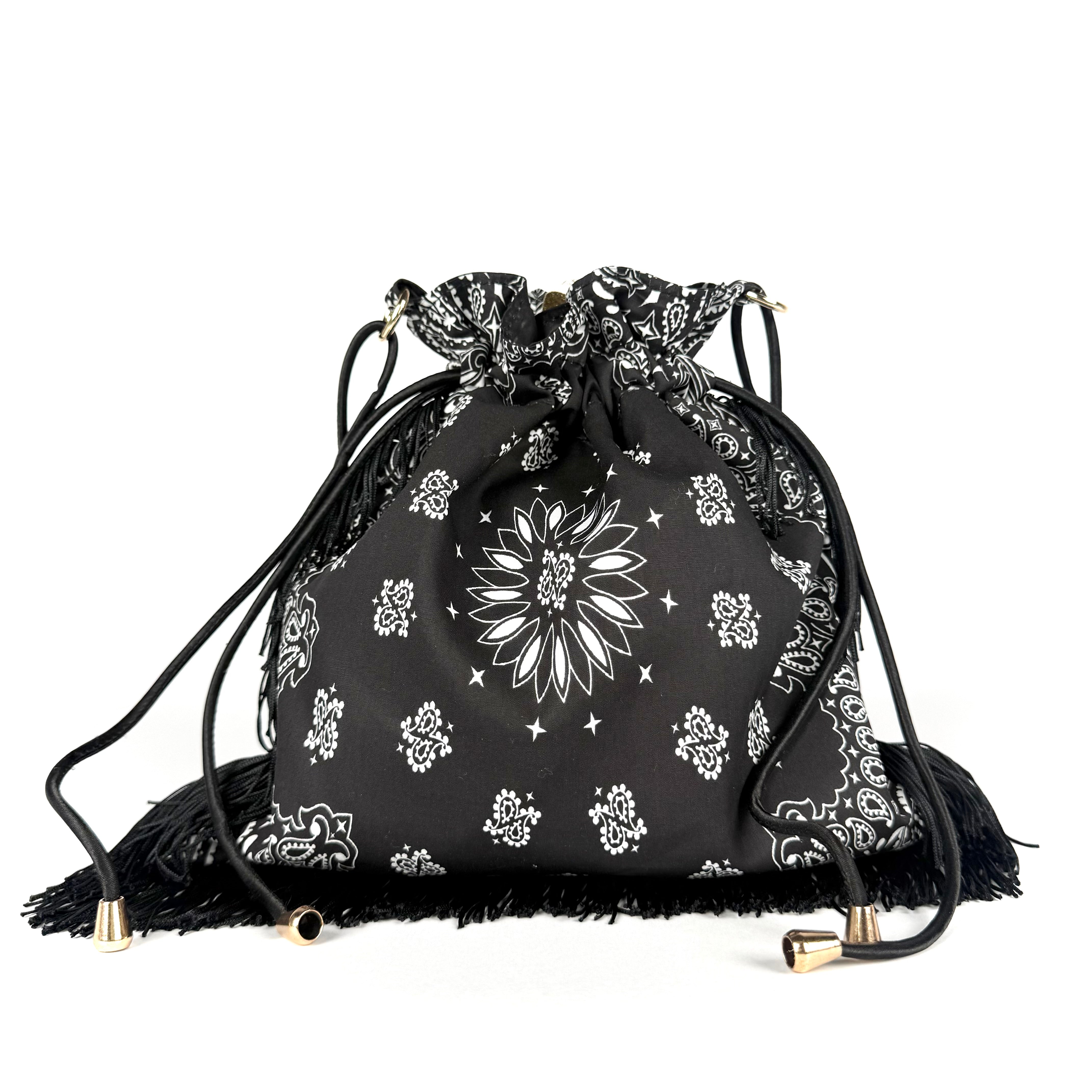 'CAVIAR' BLACK BANDANA POUCH BAG