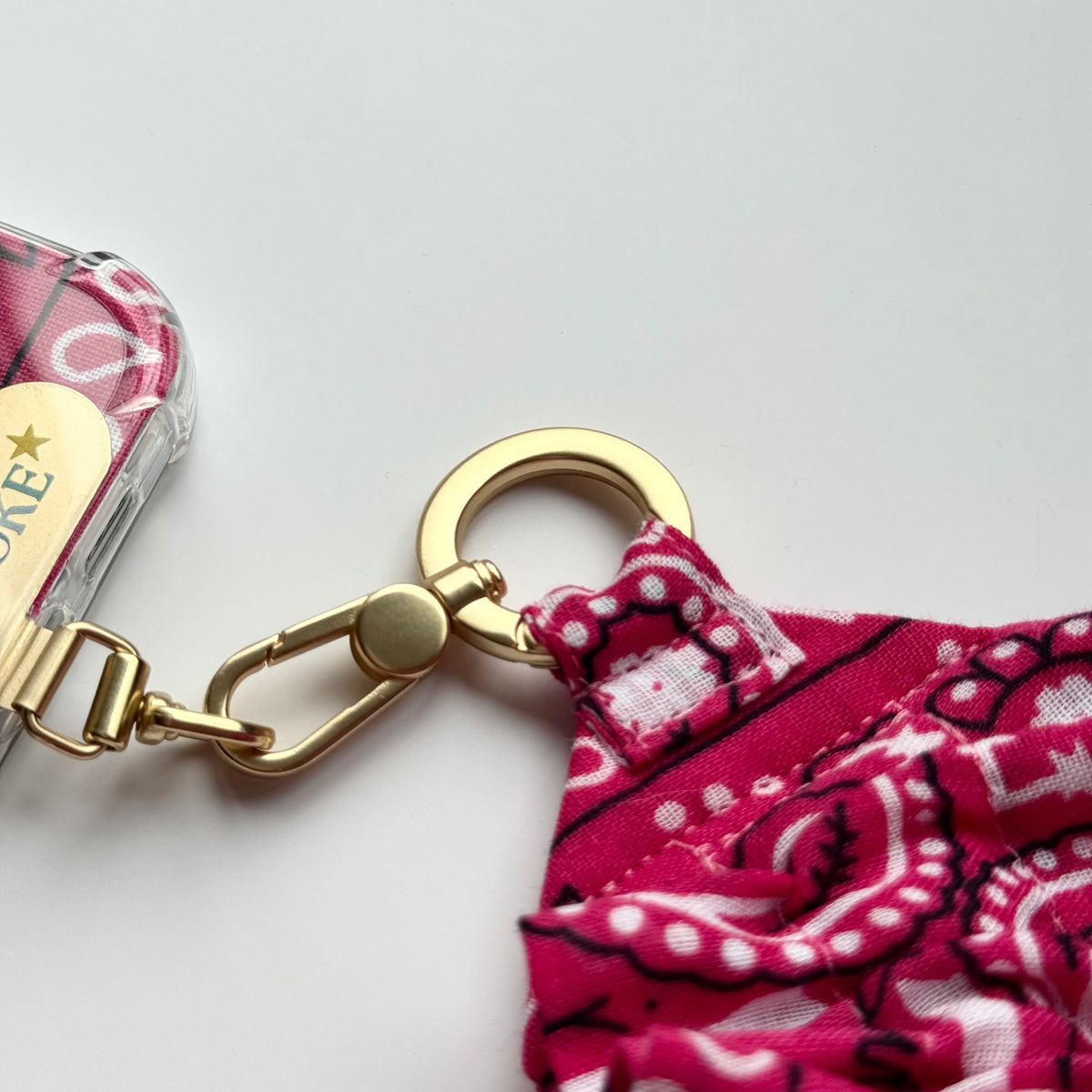 HOT PINK RUFFLE BANDANA WRISTLET  PHONE STRAP