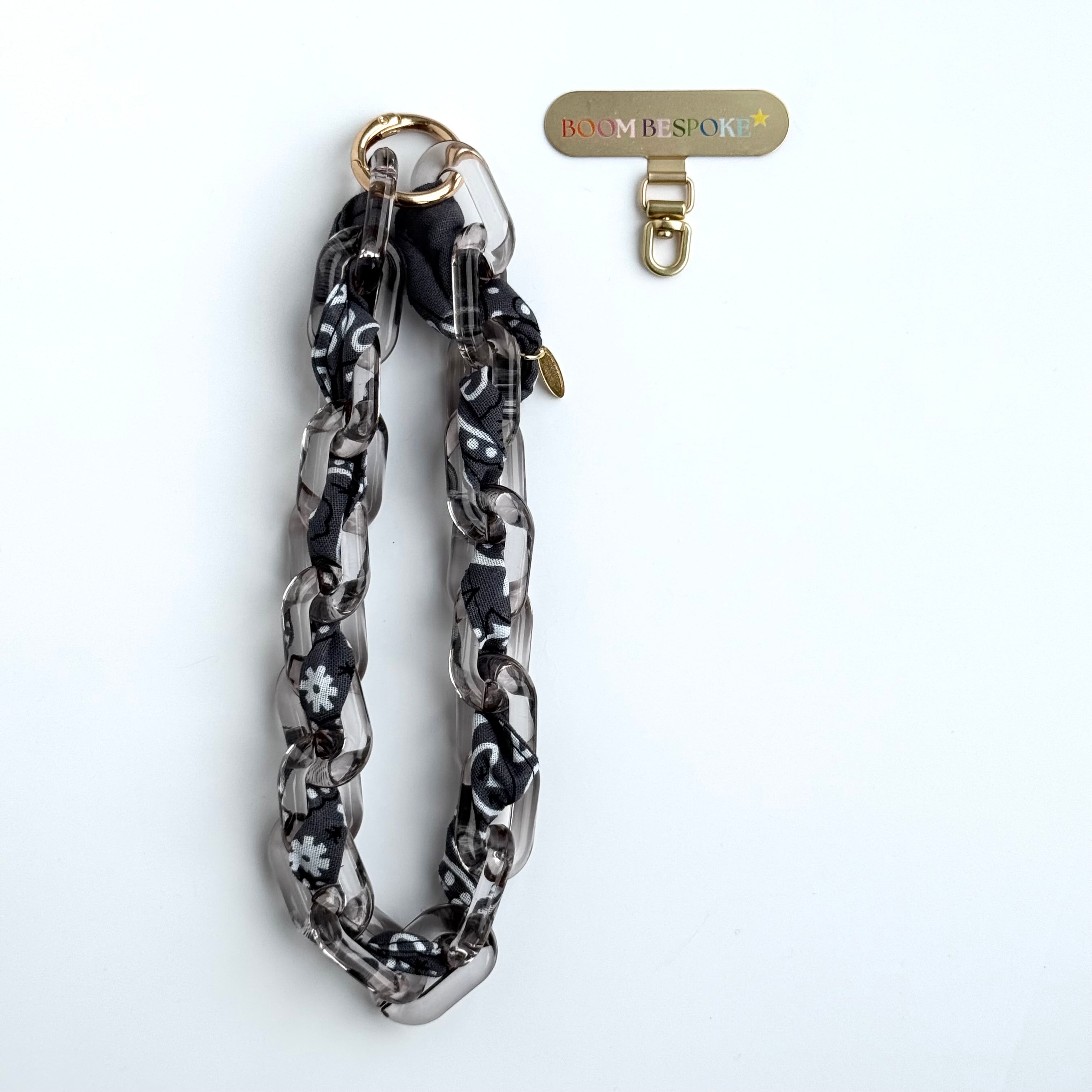 CHARCOAL GREY BANDANA JELLY PHONE CHAIN