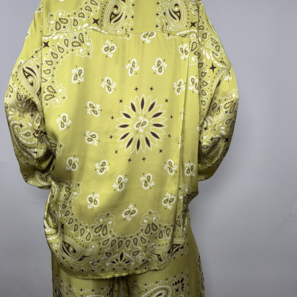 'LIME SORBET' GREEN BANDANA SILKY SHIRT & TROUSER SET