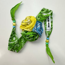Load image into Gallery viewer, GREEN,YELLOW &amp; BLUE TRIO BANDANA ROSE CHOKER BY BOOM BESPOKE
