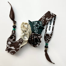 Load image into Gallery viewer, CREAM,BROWN &amp; GREEN TRIO BANDANA ROSE CHOKER BY BOOM BESPOKE
