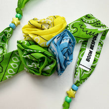 Load image into Gallery viewer, GREEN,YELLOW &amp; BLUE TRIO BANDANA ROSE CHOKER BY BOOM BESPOKE
