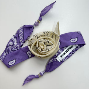 CREAM & LILAC BANDANA ROSE CHOKER BY BOOM BESPOKE