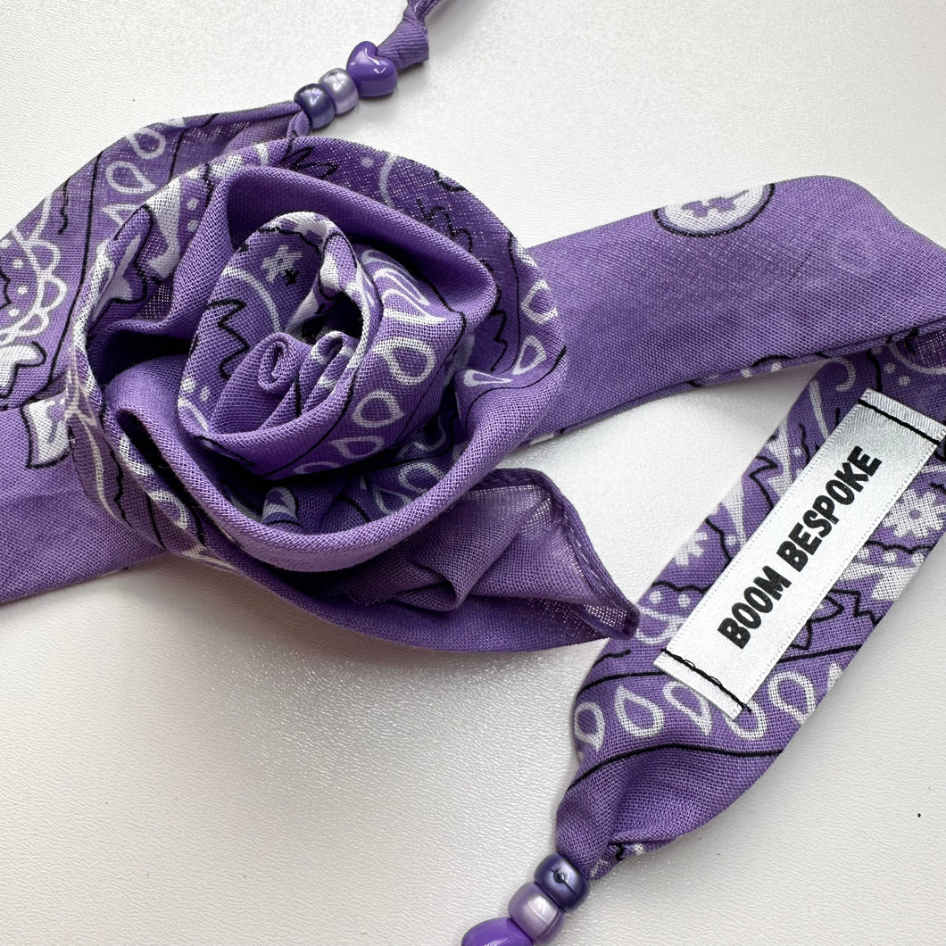 LILAC BANDANA ROSE CHOKER BY BOOM BESPOKE